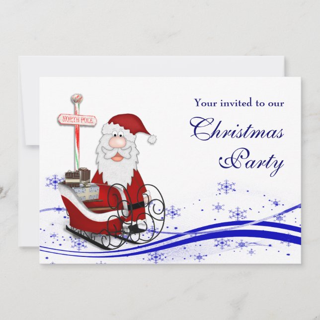 Santa & His Sleigh Christmas Party Invitation (Front)