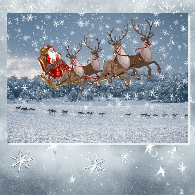 Santa & His Sleigh Christmas Personalize Signature Holiday Card (Creator Uploaded)