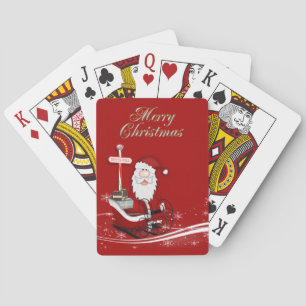 Santa & His Sleigh Merry Christmas Poker Cards