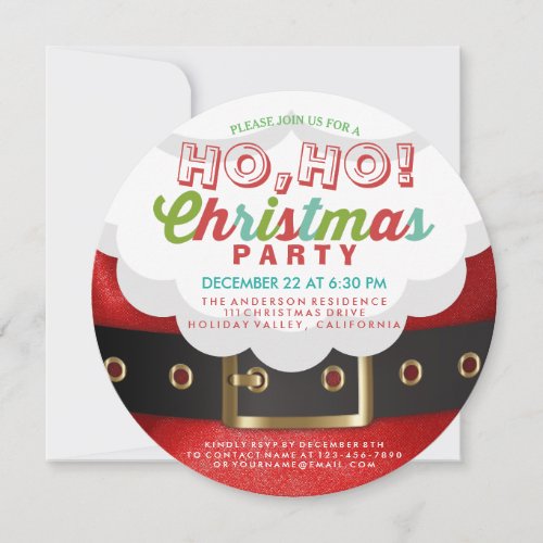 Santa Ho Ho Christmas  New Year Party Invitation