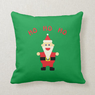 Santa Ho Ho Ho Fun Cute Christmas Green Red Throw Pillow