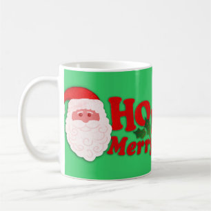 Santa "Ho Ho Ho Merry Christmas" green mug