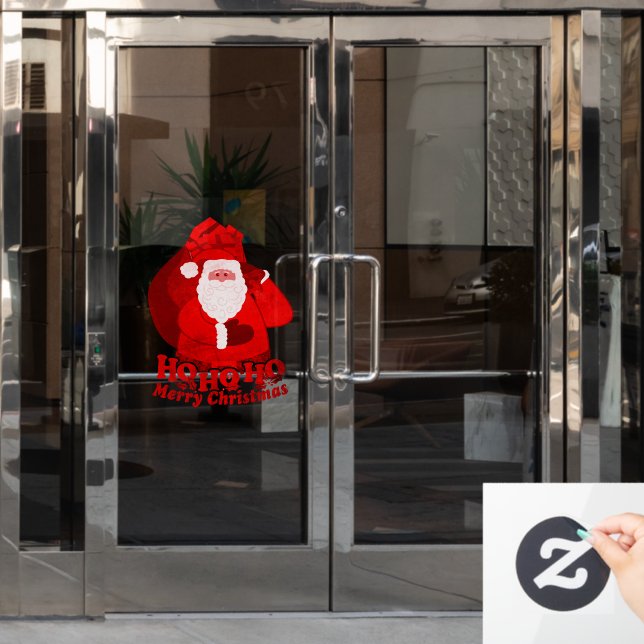 Santa Ho ho ho Merry Christmas red Window Cling (Office Door)