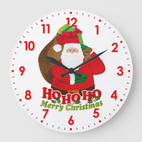 Santa ho ho ho snow graphic Christmas wall clock