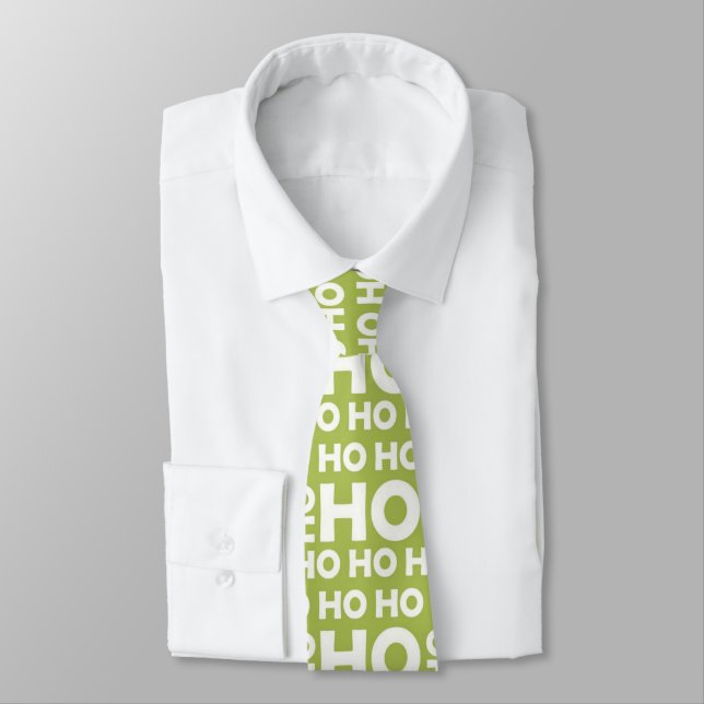 Santa Ho Ho Ho Tie - Custom Christmas Green (Tied)