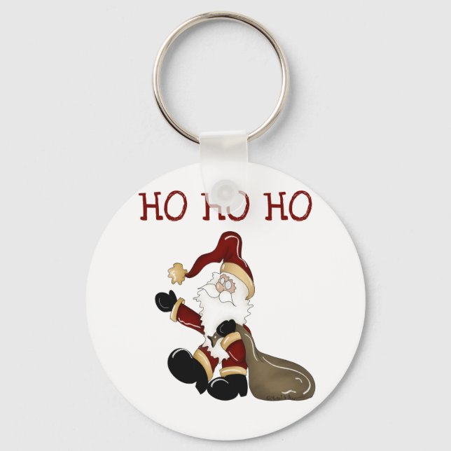 Santa HO HO HO Tshirts and Gifts Keychain (Front)