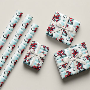 Santa Hockey Player Christmas Wrapping Paper