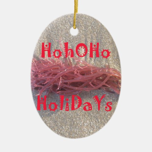 Santa HoHoHo Merry Christmas From Beach colors Ceramic Ornament