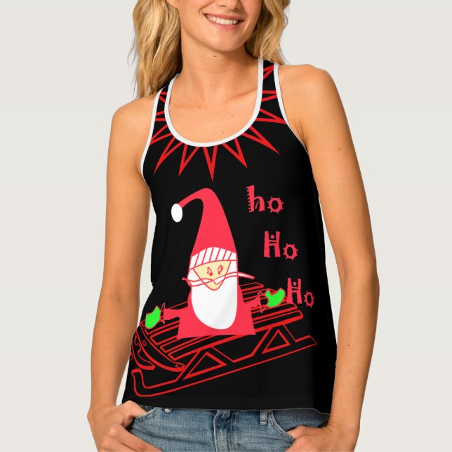 Santa HoHoHo! Women's Apparel All-Over Print Racer Tank Top (Front)