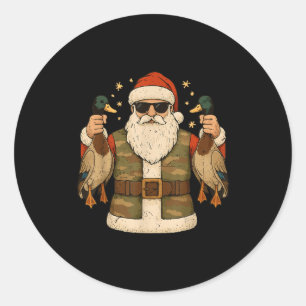 Santa Hold Mallard Duck Hunting Christmas Pajama T Classic Round Sticker