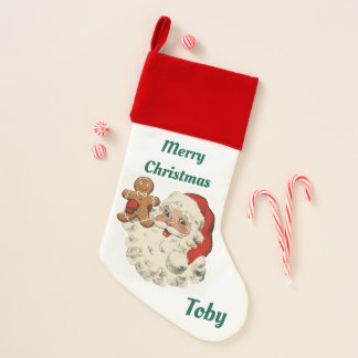  Santa Holding Gingerbread Man Christmas Stocking