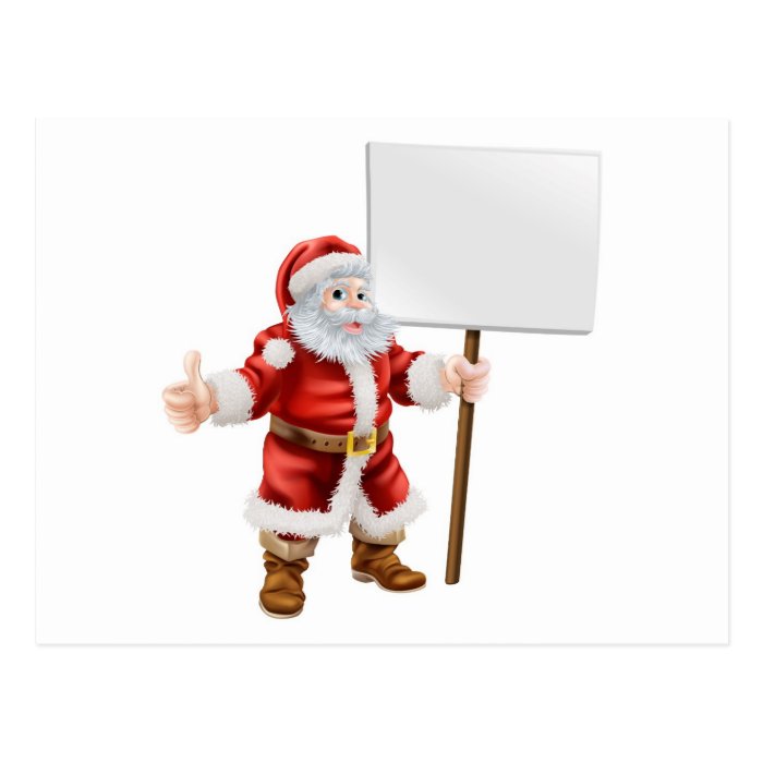 Santa holding sign and doing thumbs up postcard
