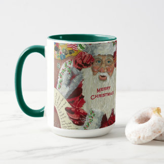 Santa Holiday 15 oz Mug Checking It Twice Green