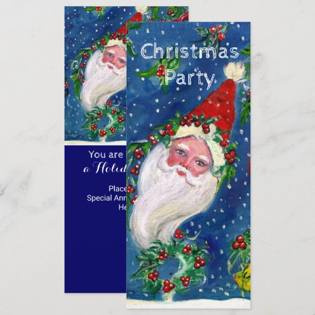 SANTA,HOLLYBERRY CROWNS CHRISTMAS PARTY Programme Invitation (Front/Back)
