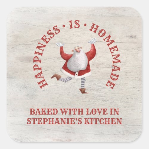 Santa Homemade Baked With Love Christmas Square Sticker