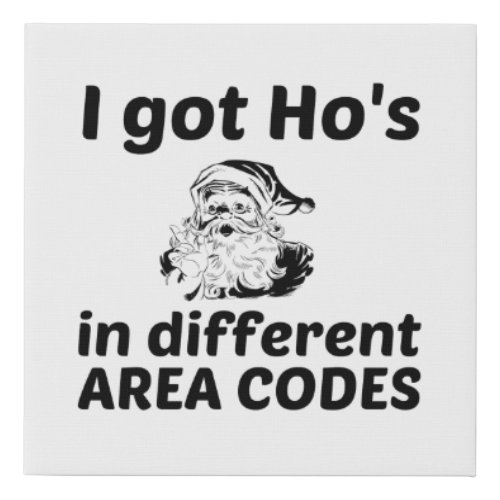 SANTA HOS IN DIFFERENT AREA CODES FAUX CANVAS PRINT