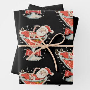 Santa Hot Mess Martini Glass Christmas Xmas Wrapping Paper Sheets