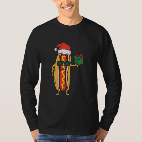 Santa Hotdog Funny Xmas PJs Food Christmas T_Shirt