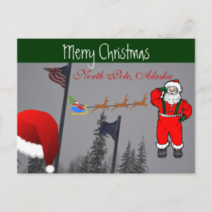 Santa House Reindeer Sleigh Blizzard Storm Frozen Holiday Postcard