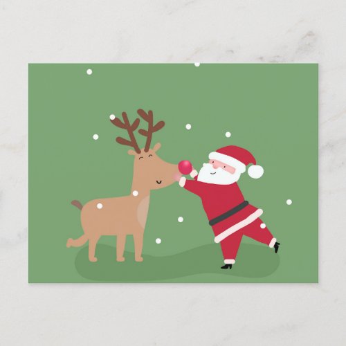 Santa Hugging Rudolph Postcard