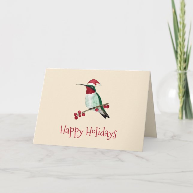 Santa Hummingbird Holiday Card (Front)