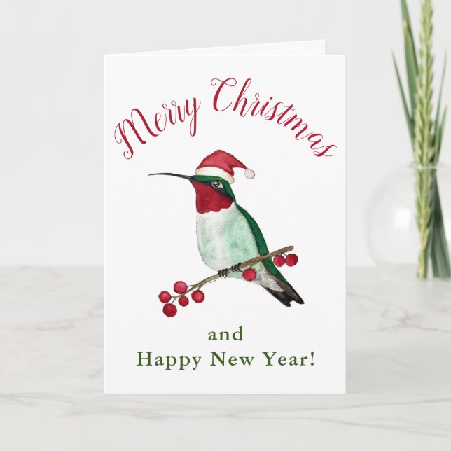 Santa Hummingbird Holiday Card (Front)