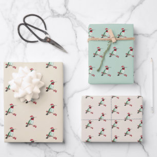 Santa Hummingbird Wrapping Paper Sheets