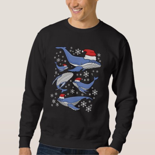 Santa Humpback Whales  Snowflake Christmas Sweatshirt