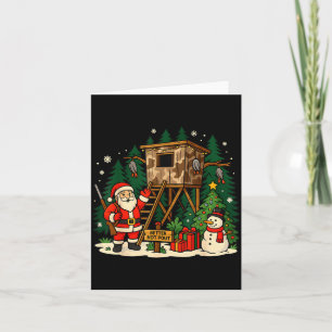 Santa Hunting Cabin Funny Christmas Better Not Ut Card