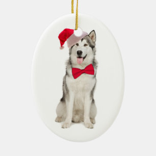 Santa Husky Christmas Ornament