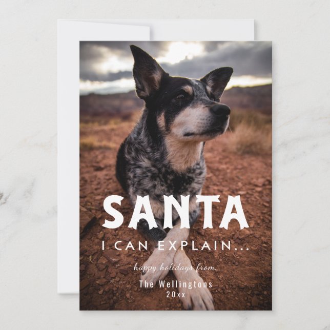 Santa I Can Explain Holiday Humor Pet Photo Card (Front)