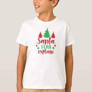 Santa I Can Explain, Trees, Stars, Christmas, Xmas T-Shirt