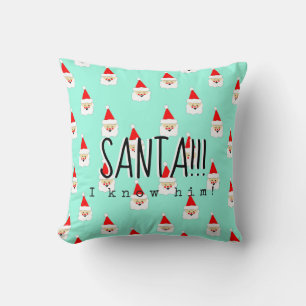 santa i know him elf movie quote mid century throw pillow