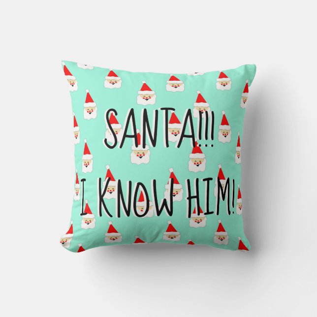 santa i know him elf movie quote mid century throw pillow (Front)