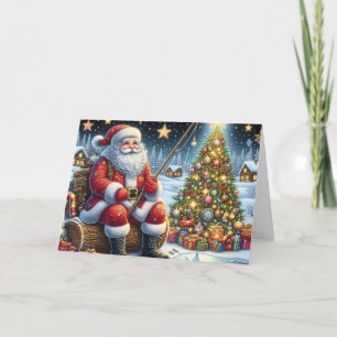 Santa Ice Fishing Christmas Holiday Card