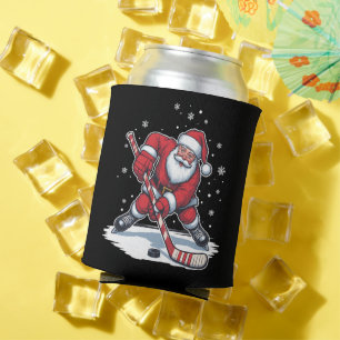 Santa Ice Hockey Christmas Xmas Sport Gift Can Cooler