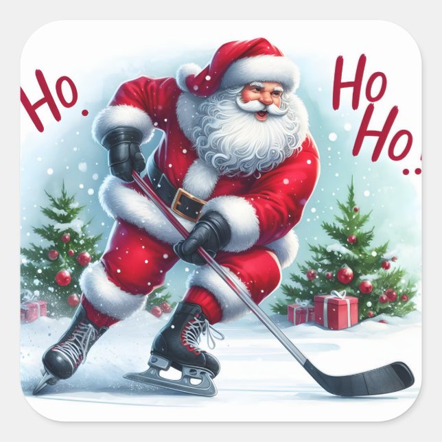 Santa Ice Skating for Christmas Cheer Square Sticker (Front)