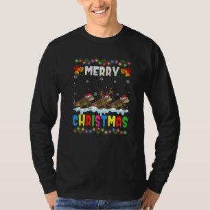Santa Iguana Animals Merry Christmas Pajama T-Shirt