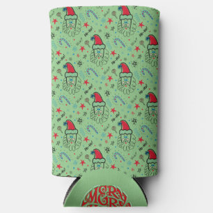 Santa illustration Christmas Stocking stuffers Seltzer Can Cooler