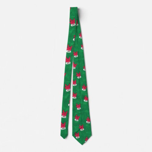 Santa ILY Glove Christmas Tie