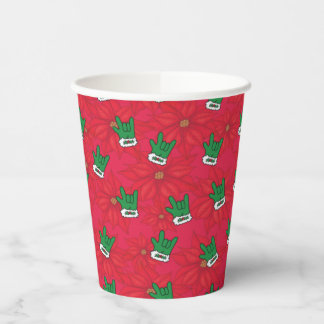 Santa ILY Glove paper cups, ASL ILY, Christmas ASL Paper Cups