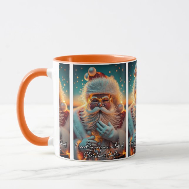 Santa: I'm busy in preparing the Christmas Gifts Mug (Left)