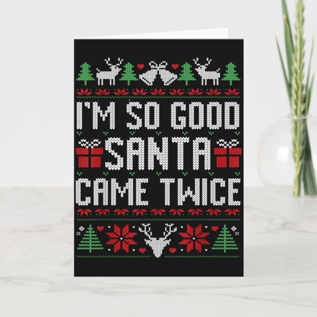 Santa I'm So Good Santa Came Twice Matching Couple Card (Front)