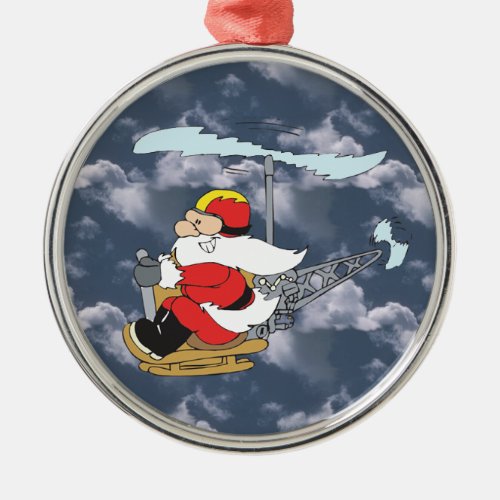 Santa in a Helicopter Ornament
