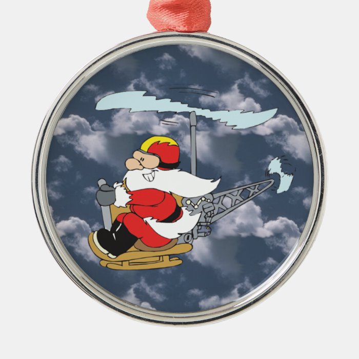 Santa in a Helicopter Ornament Ornaments