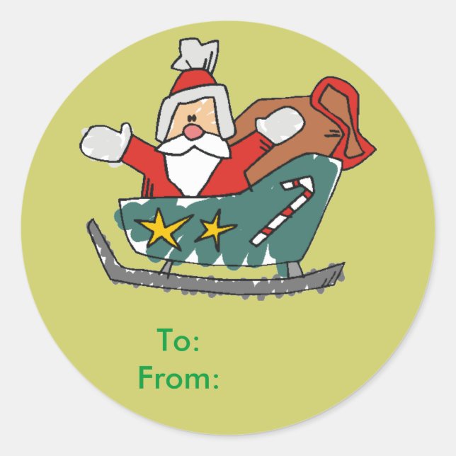 Santa In A Sleigh Gift Tag (Front)