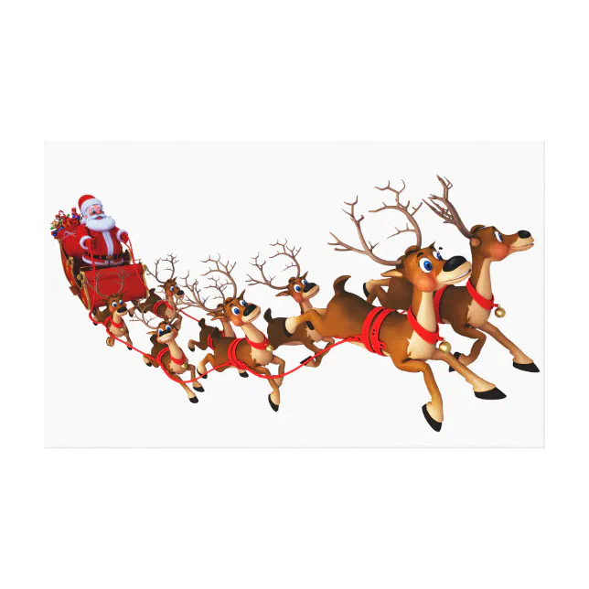Santa In A Sleigh Wall Art Zazzle