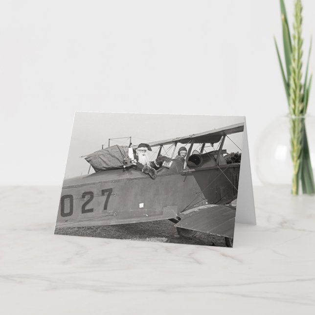 Santa in an Airplane, 1921 Holiday Card (Front)