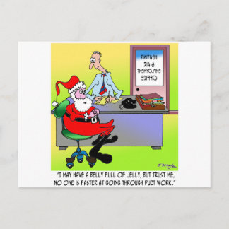 Santa In An Heating & Air Employment Office Holiday Postcard