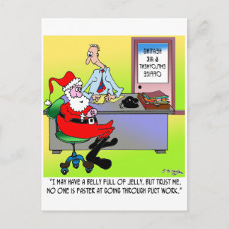 Santa In An Heating & Air Employment Office Holiday Postcard